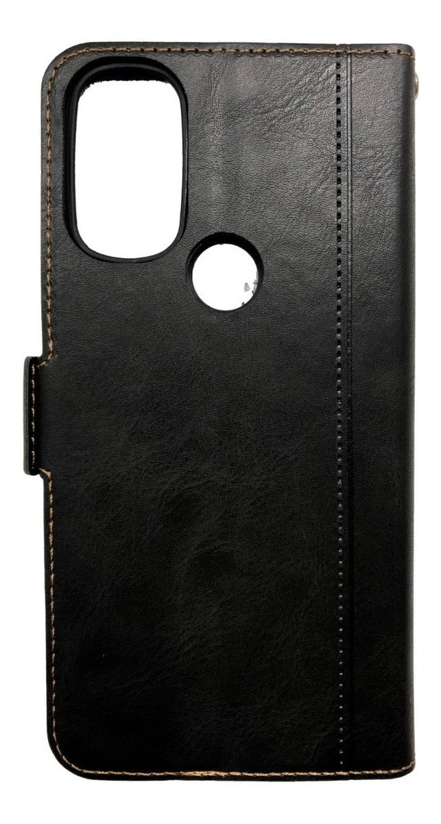 Motorola G22 / G71 - Funda Billetera Cuero Negro / Color