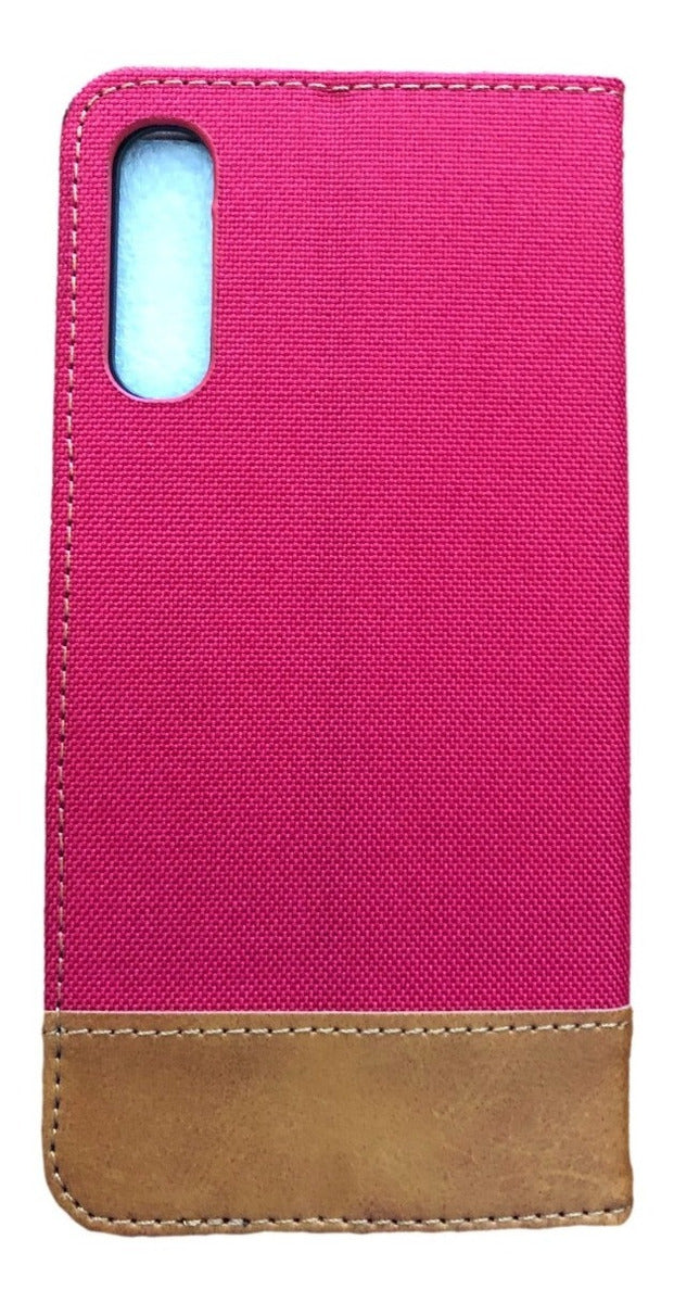 Para Samsung A70 - Funda Billetera Cuero Y Tela - Colores