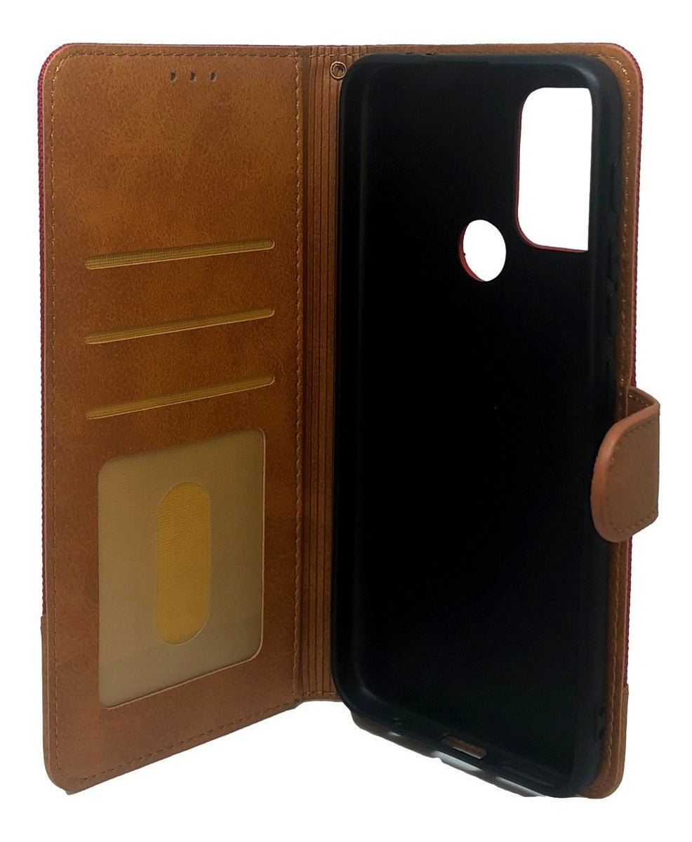 Motorola G10 G20 G30  Funda Billetera Cuero Y Tela - Colores