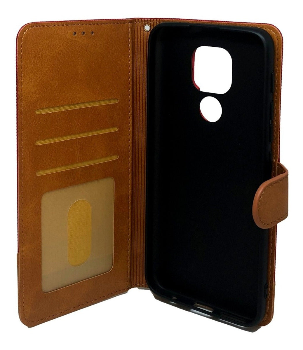 Para Moto G9 Play/ E7plus Funda Billetera Cuero Tela Colores