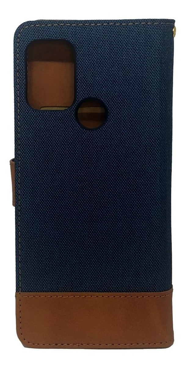 Motorola G10 G20 G30  Funda Billetera Cuero Y Tela - Colores