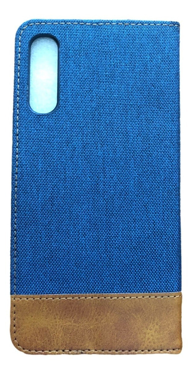 Para Samsung A70 - Funda Billetera Cuero Y Tela - Colores