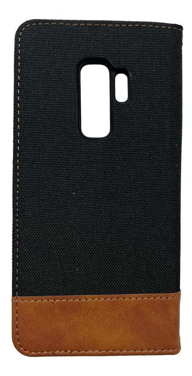 Para Samsung S9+ - Funda Billetera Cuero Y Tela - Colores