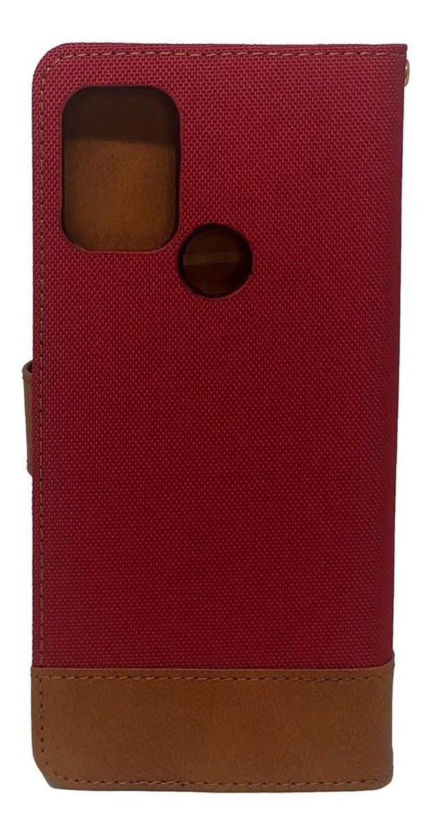 Motorola G10 G20 G30  Funda Billetera Cuero Y Tela - Colores