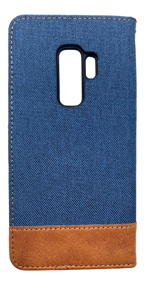 Para Samsung S9+ - Funda Billetera Cuero Y Tela - Colores