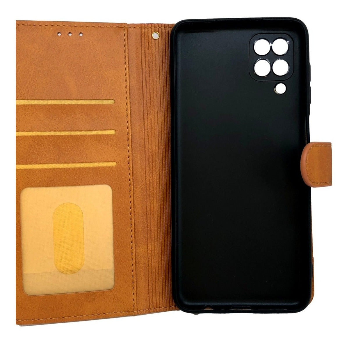 Para Samsung M12 - Funda Billetera Cuero Y Tela - Colores