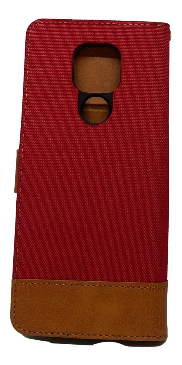 Para Moto G9 Play/ E7plus Funda Billetera Cuero Tela Colores