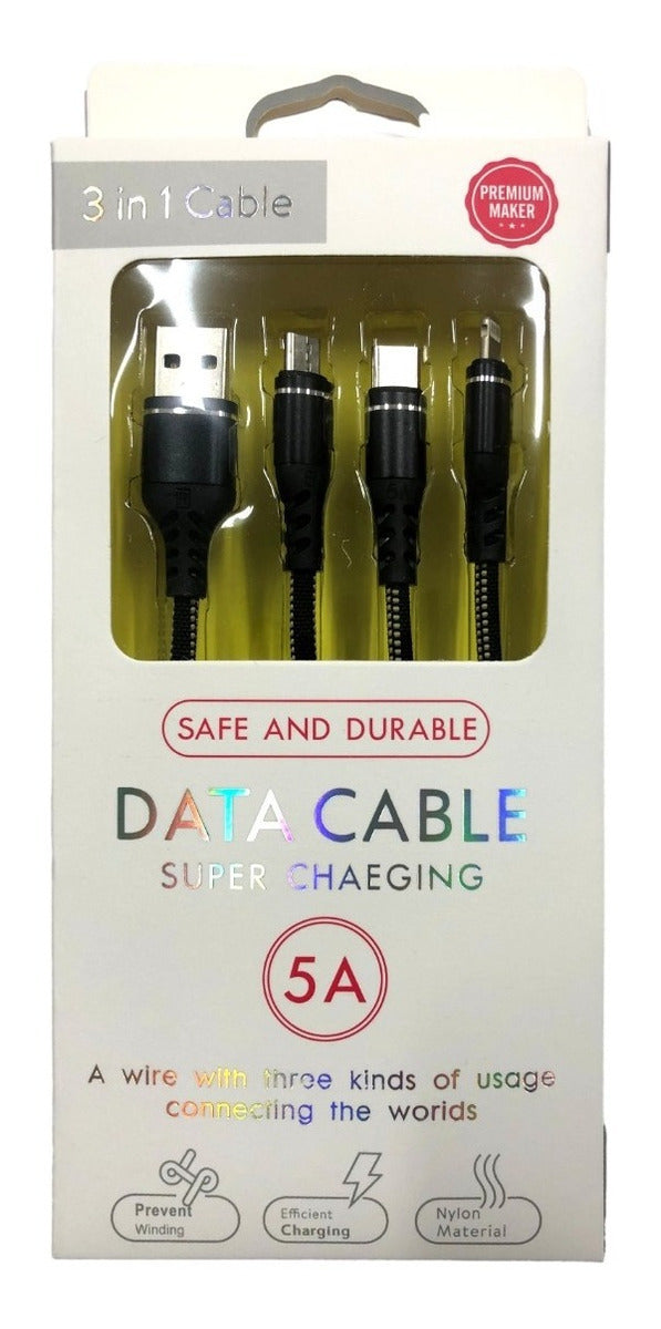 Cable Compatible iPhone/ Micro Usb / Usb C - 40w 5a C.rápida