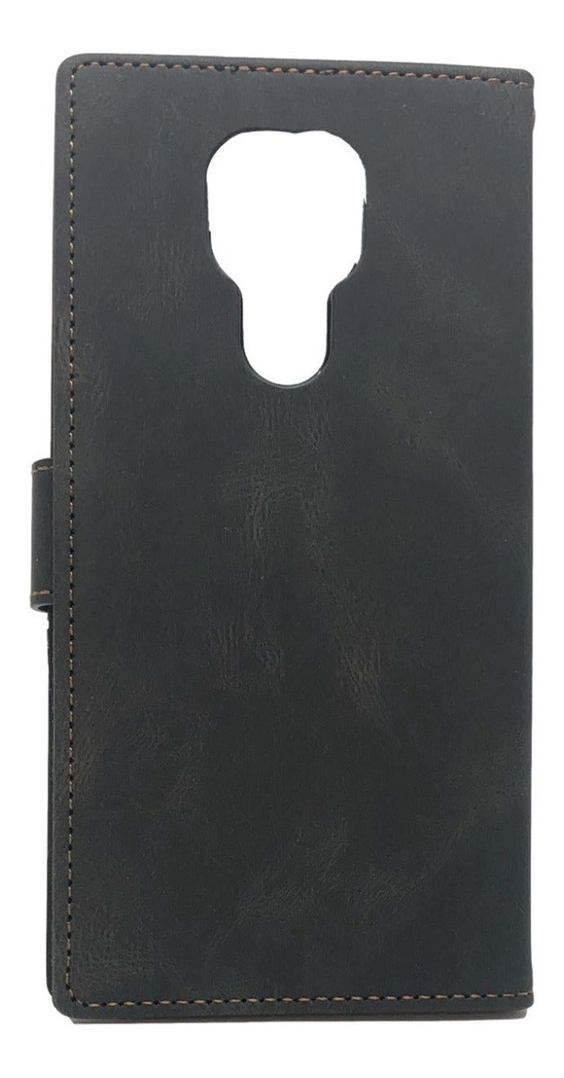 Motorola G9 Play / E7 Plus - Funda Billetera Cuero Negro