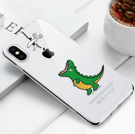 Para iPhone X / Xs Dinosaurio Carcasa Silicona Trasparente