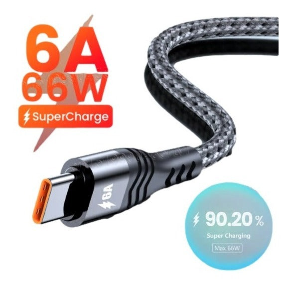 Cable Turbo 66w 6a Tipo C / Compatible Carga Ultra Rápida